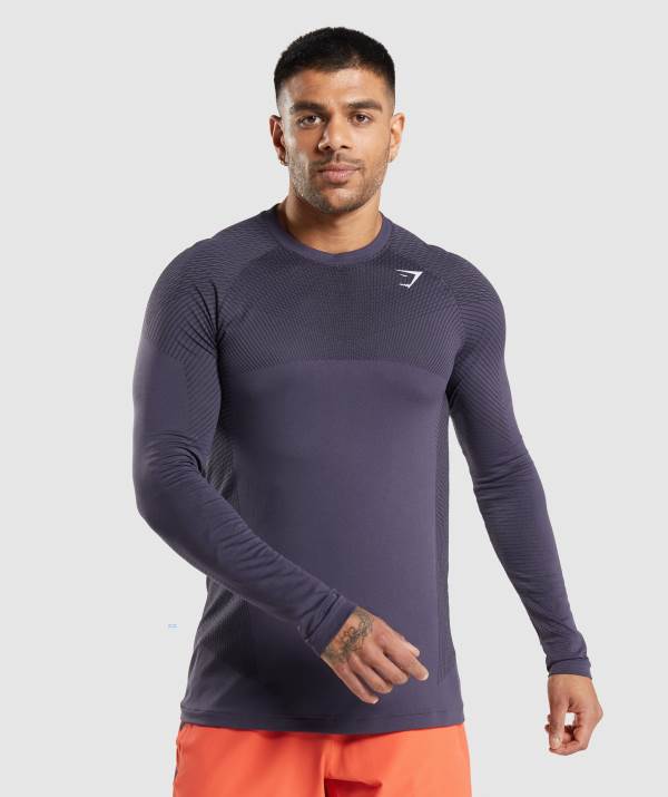 Panske Mikiny Gymshark Apex Seamless Long Sleeve Čierne Nachový | OS2647981
